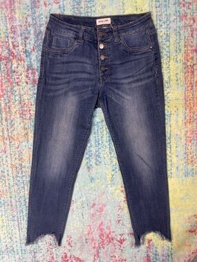 Black Label Dark Blue High-Rise Button-Fly Skinny Jeans